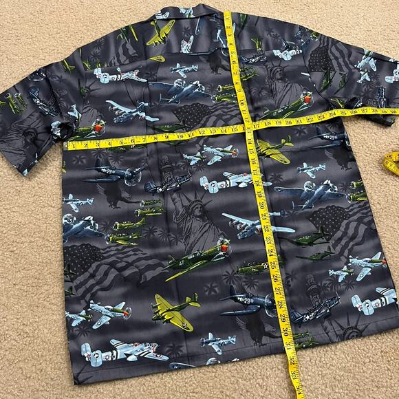 NWOT Pacific Legend USA Fighter War Plane Hawaiian Shirt Black Size XL - Picture 5 of 5